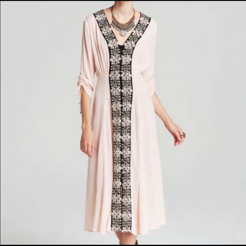 Free People | Embroidered Fit & Flare Midi Dress